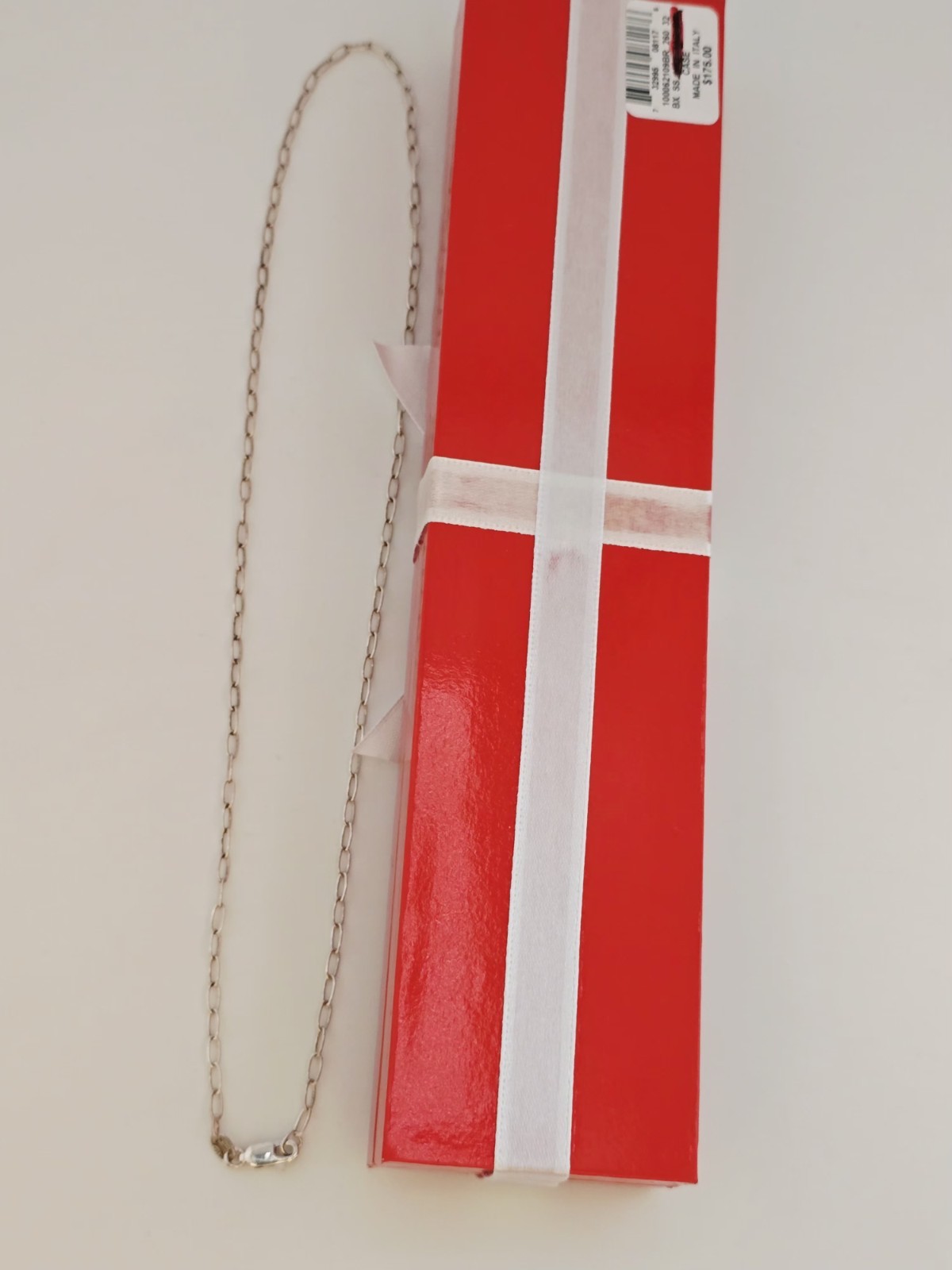 925 Sterling Italy PAPER CLIP LINKS CHAIN NECKLACE ☆ 18″LENGTH