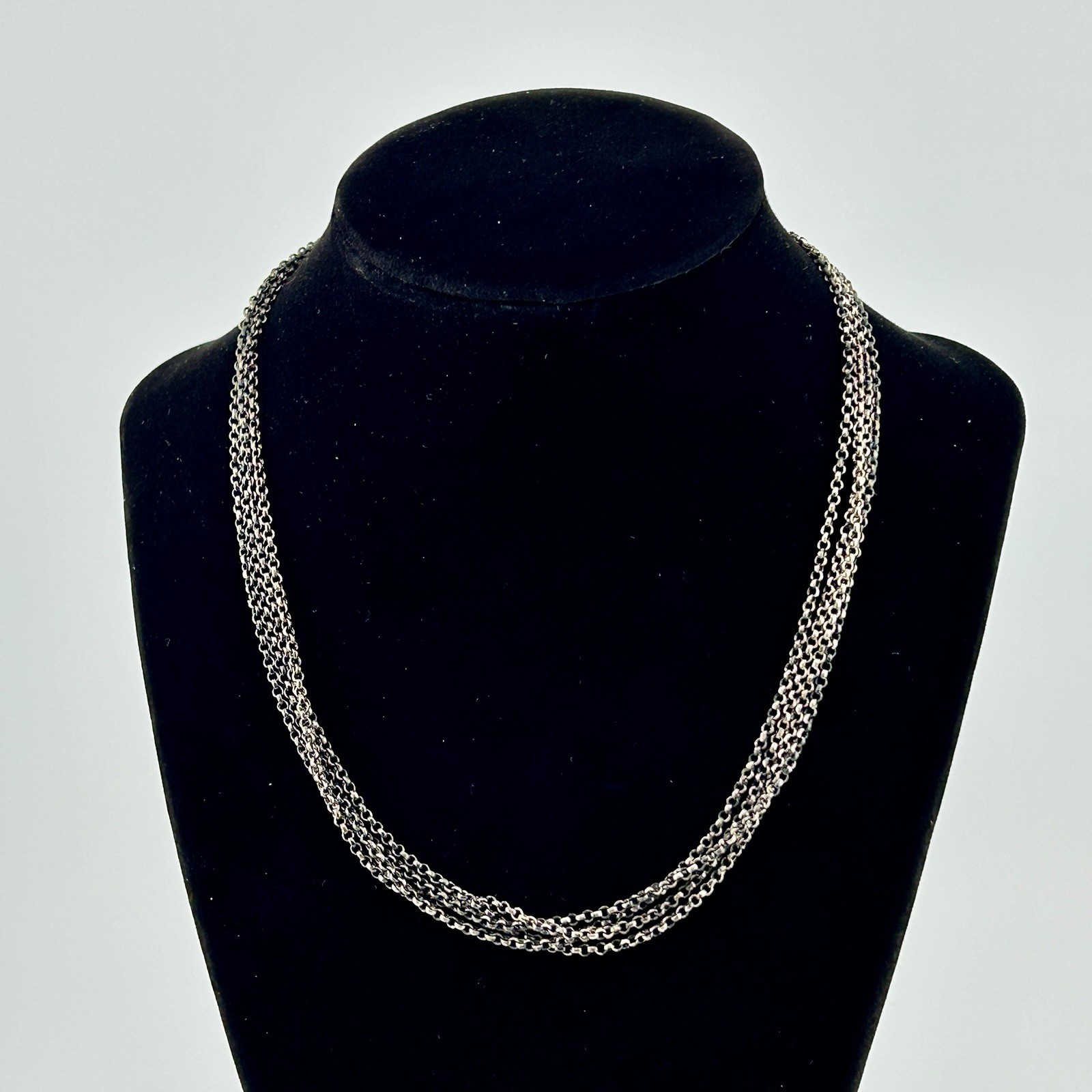 17″ Sterling Silver 925 ESPO SIG Joseph Esposito Quad-Chain Barrel Snap Necklace