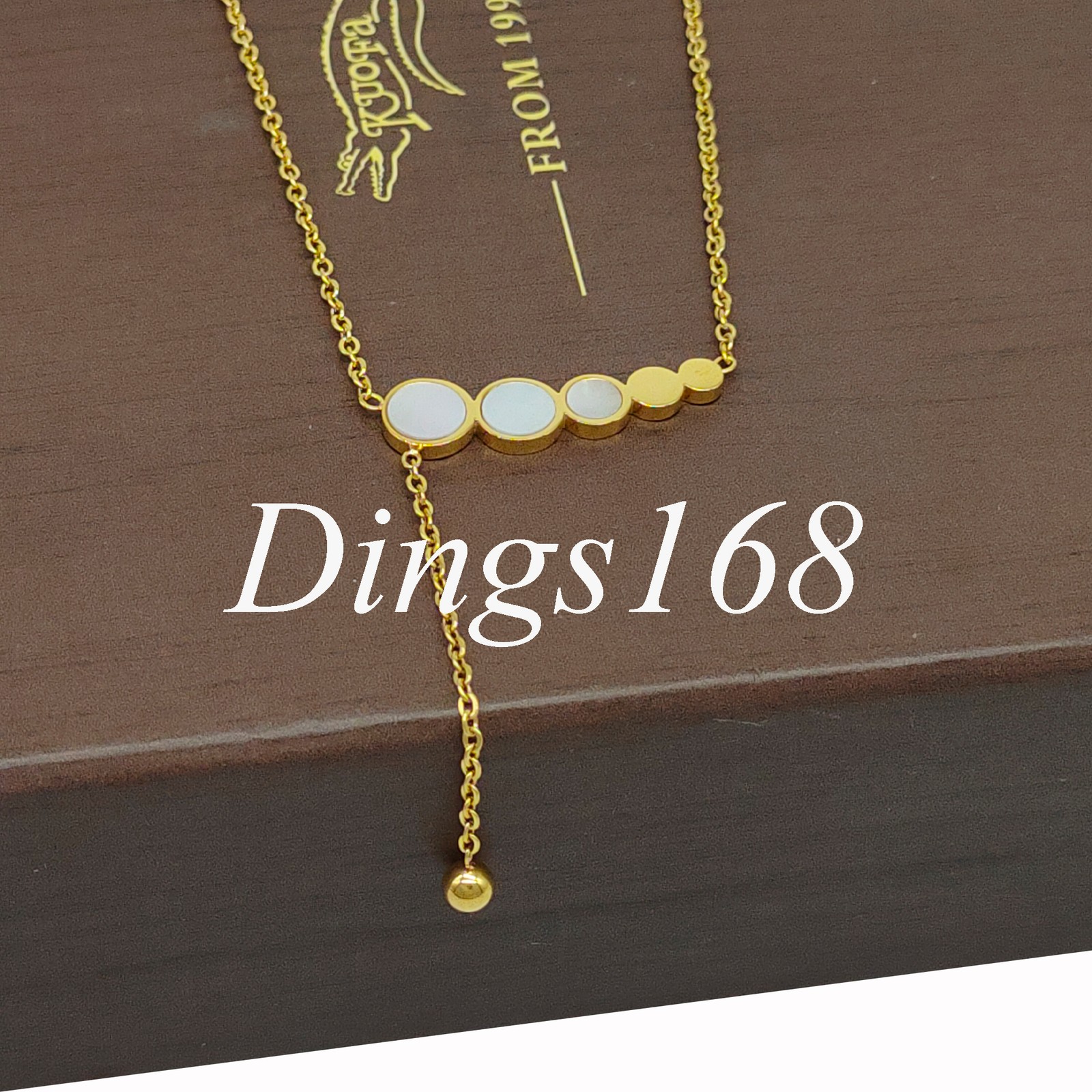 Solid 18K Yellow Gold Filled 0.3″x1″ White Fritillaria Bean 16″+2″ Thin Necklace