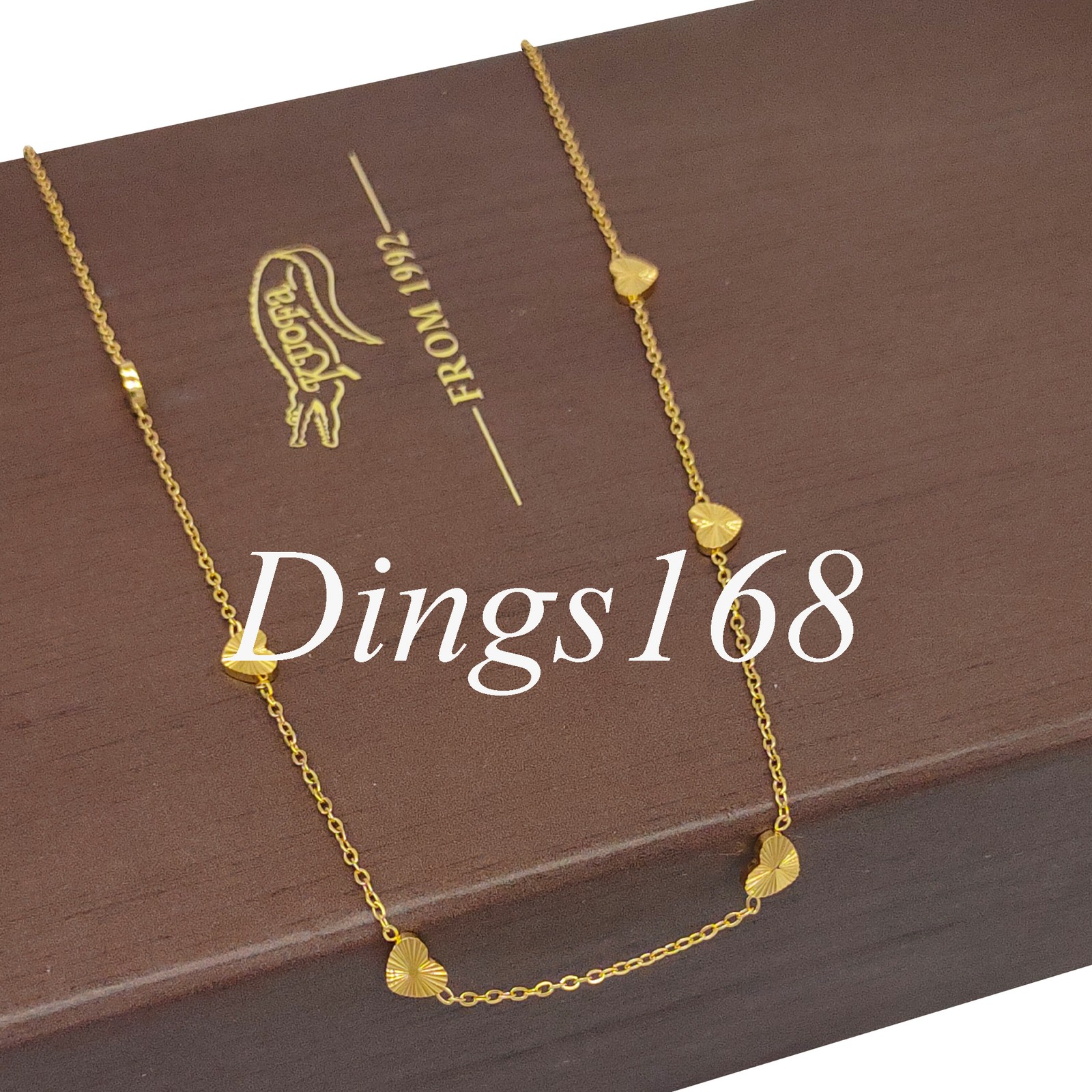 Real 18K Yellow Gold Filled 6mm x 4mm 6-Small Hearts 16″+2″ Rollo Chain Necklace