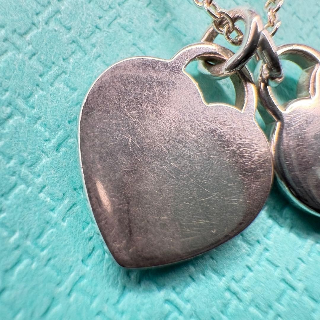TIFFANY & Co. Return to Mini Double Pink Heart Enamel SV925 Pendant Necklace
