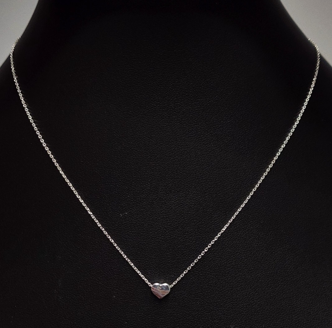 Annika Bella Dainty Sterling Silver Heart Necklace 15″+2.25″
