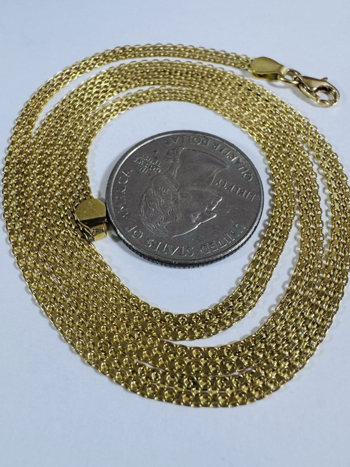 18C 18K 750 Genuine Gold Mesh Chain Necklace 21.8/22” Long 9.7g 3.8mm MENS-WOMEN