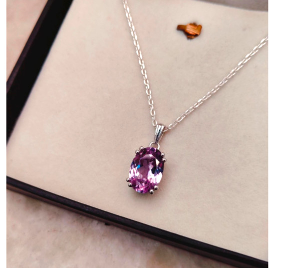 Natural Alexandrite 100% Color Change Gemstone Pendant 925 Sterling Silver