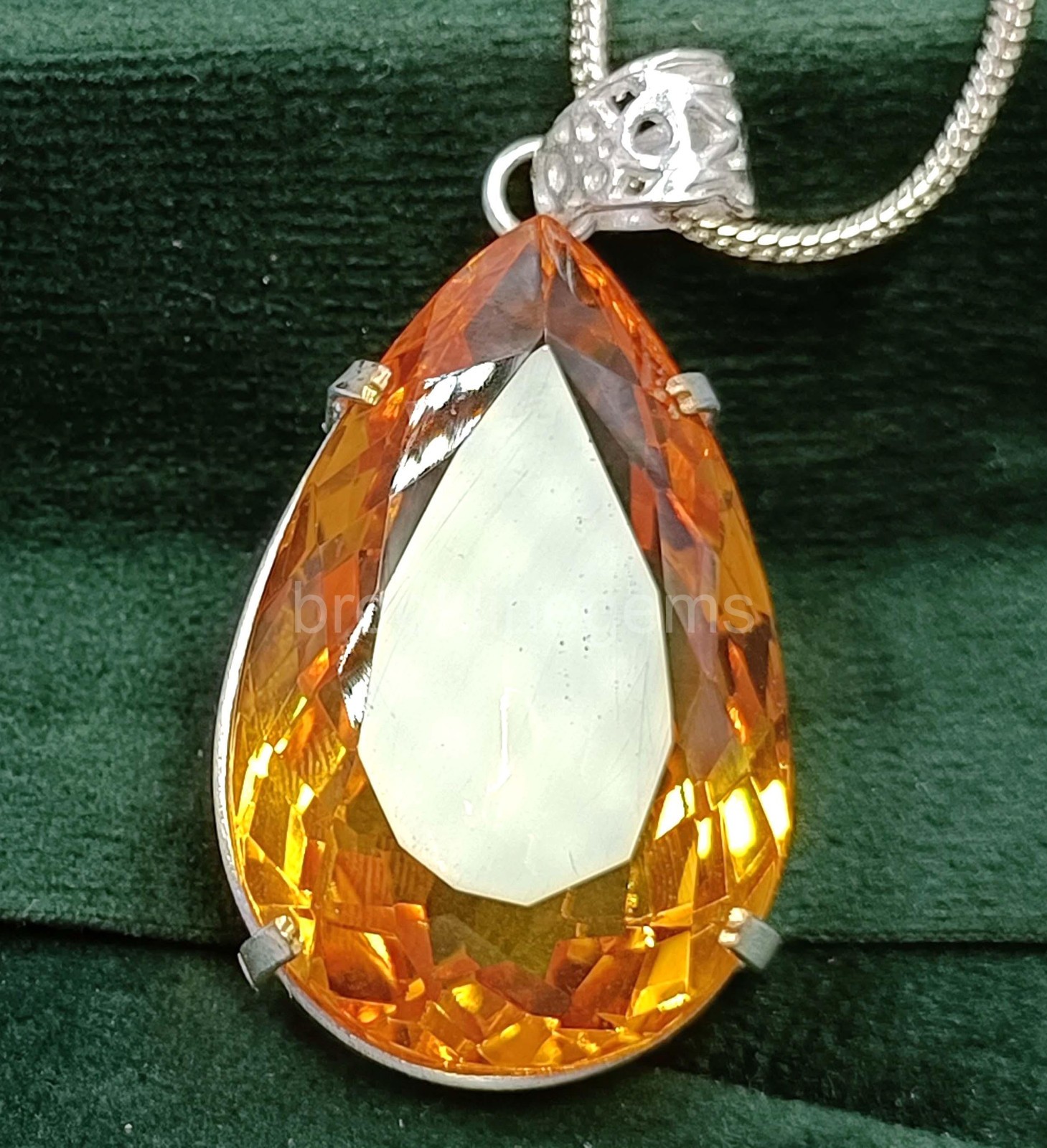 EGL Certified 98.65 Ct Yellow Sapphire Pendant in 925 Sterling Silver Gems 5OSS