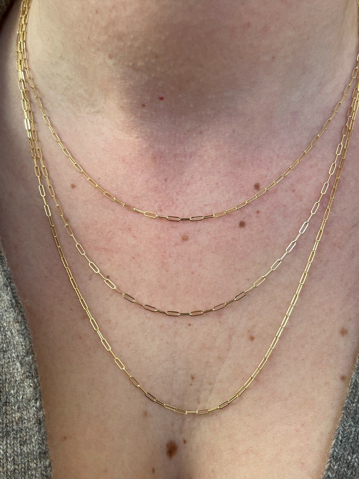 Solid 14k Yellow Gold Paperclip Rolo Chain 1.5mm Necklace 16″-24″ Paper Clip