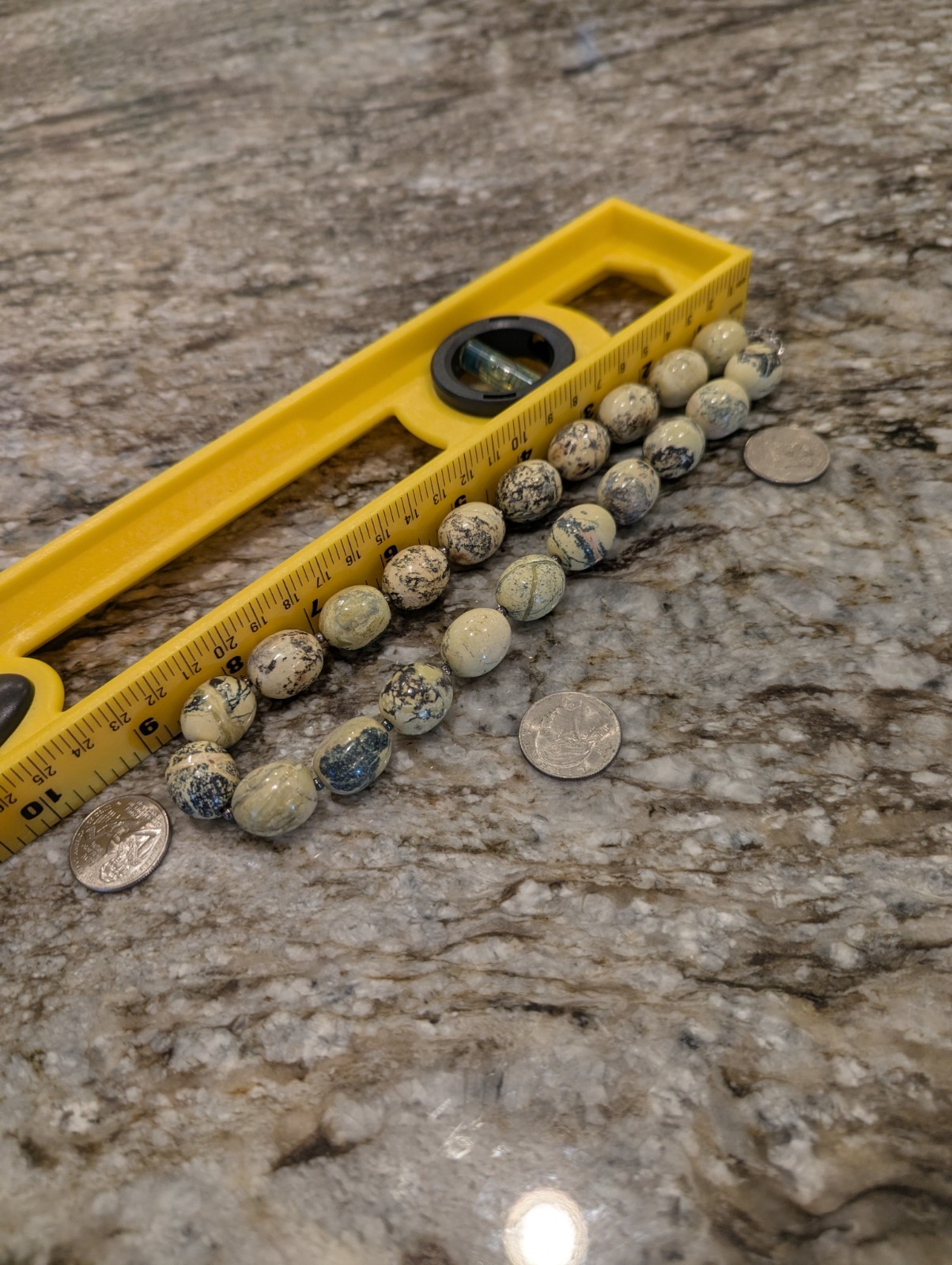 925 AIL Sterling Silver 141g18-20″ 15mm Natural Yellow Turquoise Beaded Necklace