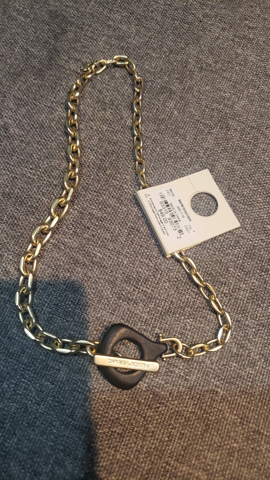 RARE Lucky Brand paper clip Necklace with black clasp