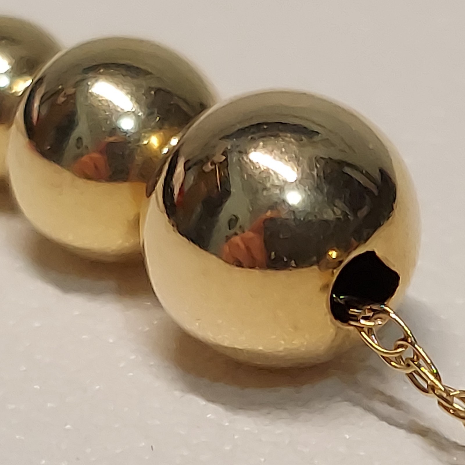 1.22g 14K Gold Beaded Station Necklace Minimalist Ball Chain Necklace 24.4 in