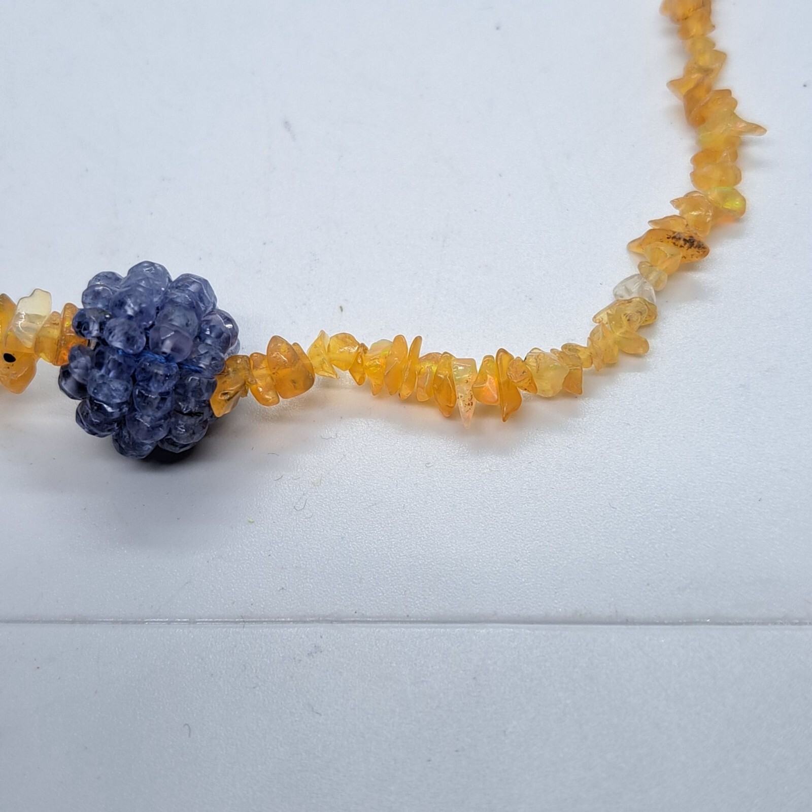 JTV Ethiopian opal and tanzanite 18″ necklace with rhodium over sterling clasp
