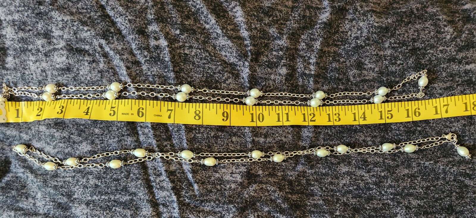Set Of Two 32″ Honora Silver And Pearl Station Necklaces Signed 925
