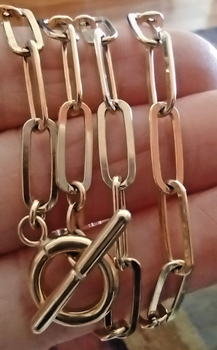 Karizia Spa KA1772 925 Italy Sterling Gold Plated Paper Clip Toggle Necklace 18″