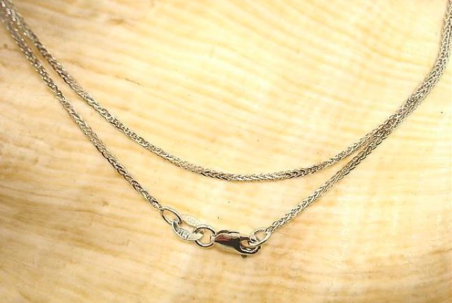 0.9MM SOLID 14K WHITE GOLD DIAMOND CUT SPIGA SQUARE WHEAT CHAIN NECKLACE 16-24″