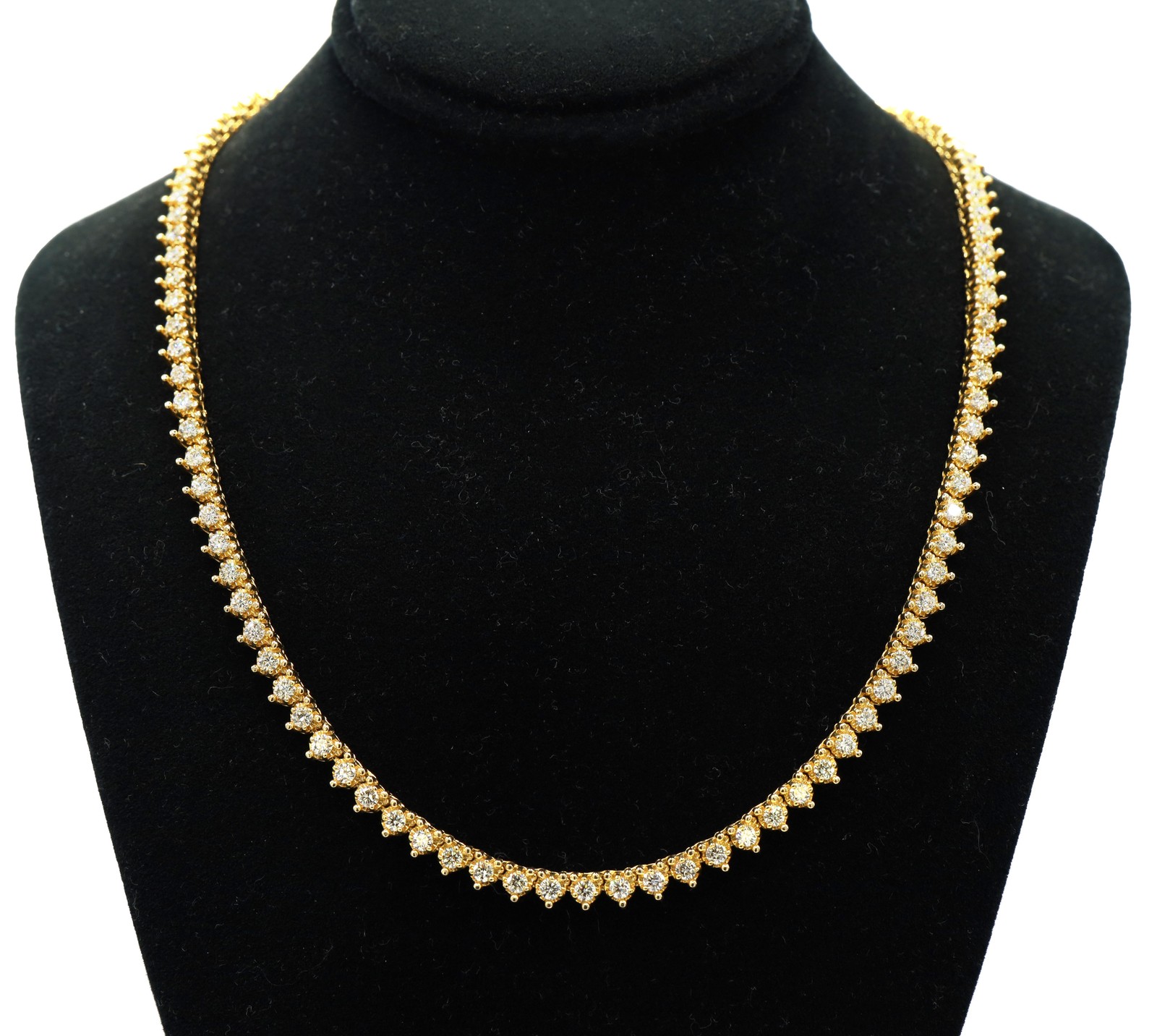 Tennis Necklace 7CT Natural Diamond 14K Yellow Gold Women’s Necklace 20” 30.3g