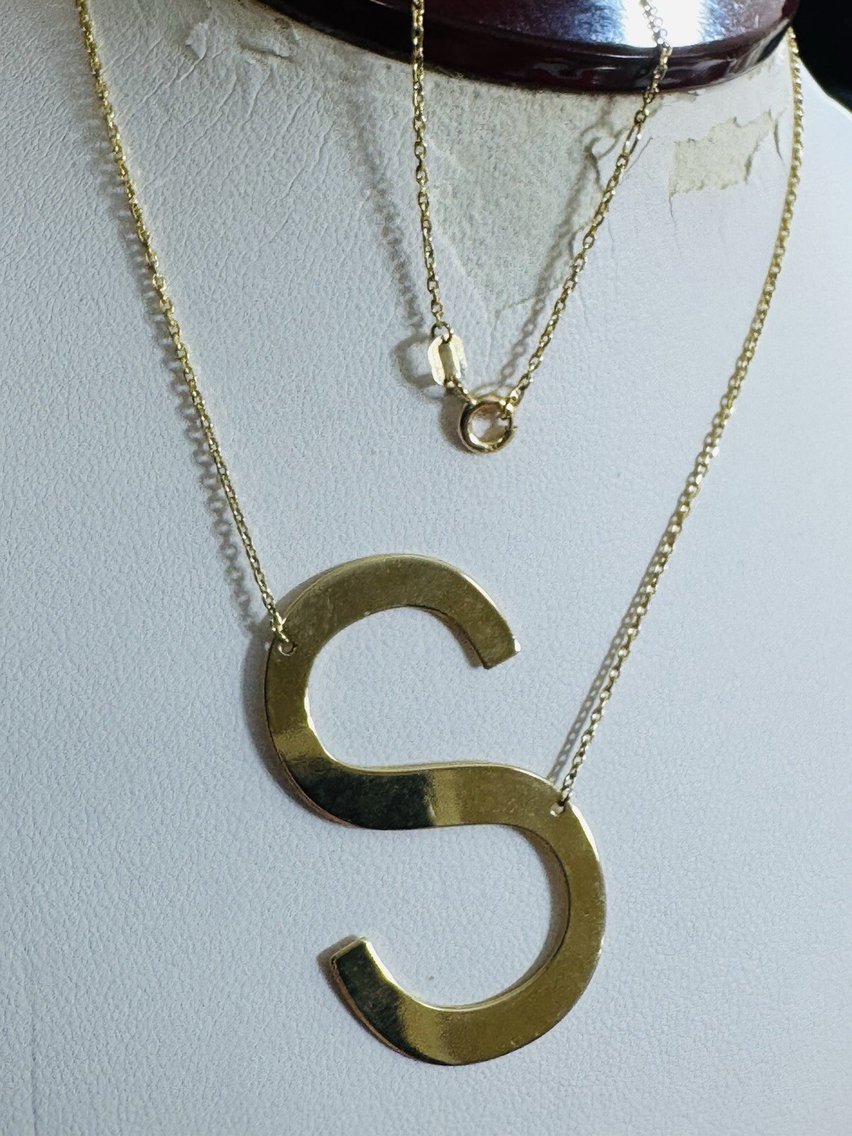 18K 750 Fine Pure Gold Letter S initial Necklace 16.5/17.5” Long 1mm 4.2g