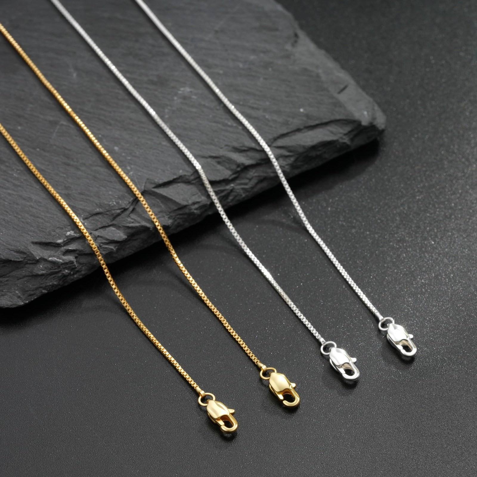 Sterling Silver Box Chain Necklace for Women – Thick 0.8mm Colourfast Jewelry 16
