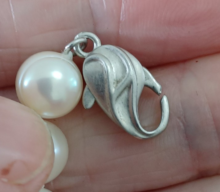 Pearl Collar Necklace Sterling Silver 925 Clasp Freshwater Pearls Signed