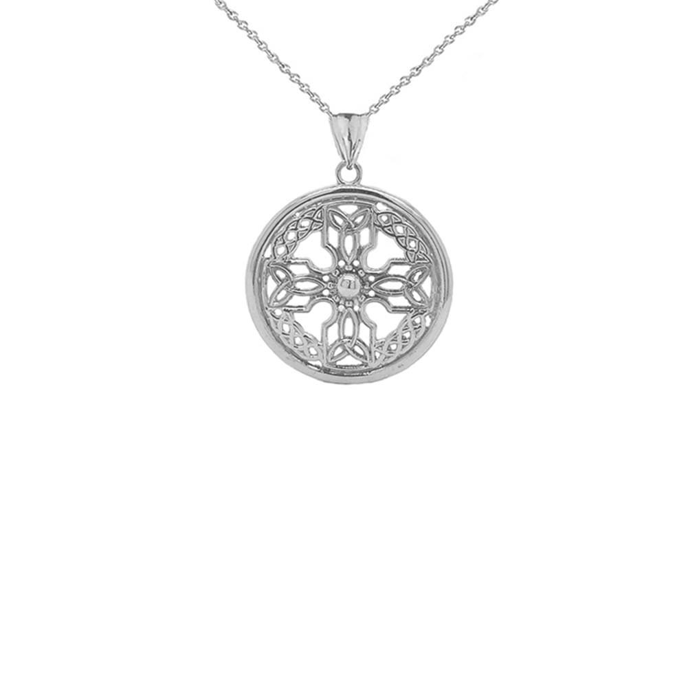 Solid Gold Celtic Knot Cross Shield Pendant Necklace(SM)(Yellow/Rose/White Gold)