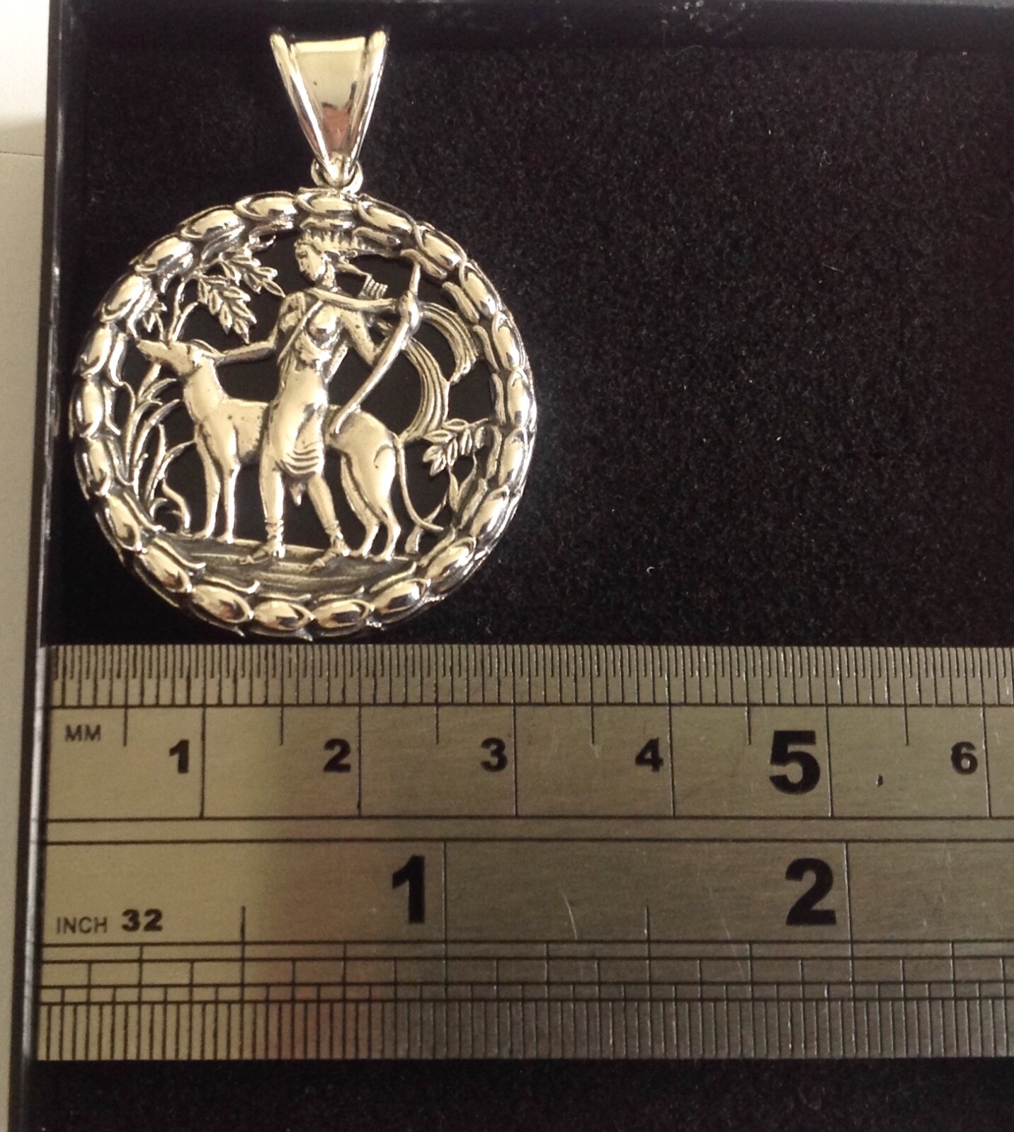 Artemis Greek Goddess of Hunt Forest Animals Moon Birth Sterling Silver Necklace