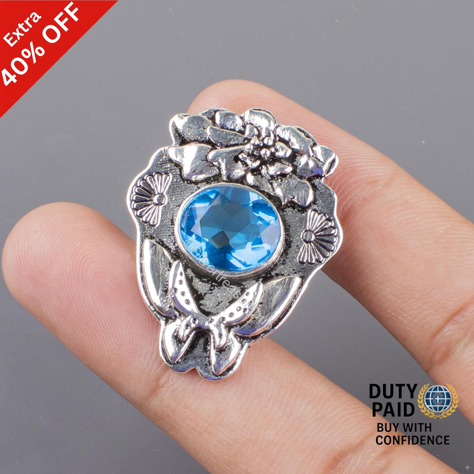 December Birth Swiss Blue Topaz Stone Wife Birthday Pendant 925 Sterling Silver