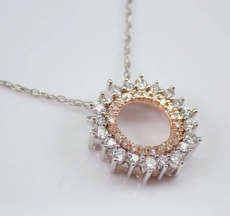 1.22ct Natural Moissanite Circle Floral Elegant Charm Necklace 925 Silver 18″