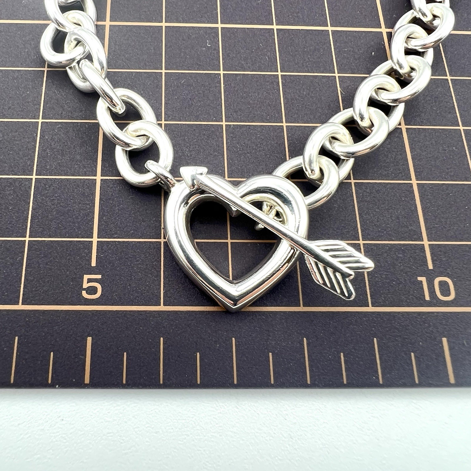 Tiffany & Co. Rare Heart Arrow Toggle Chain Necklace Silver 925 Italy 72.7g