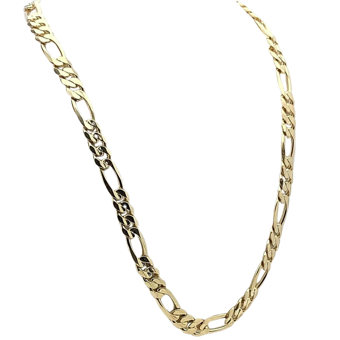 Men’s 14k Yellow Gold Necklace | Solid Chain Figaro Link 52 Grams | 20″ 7.75mm