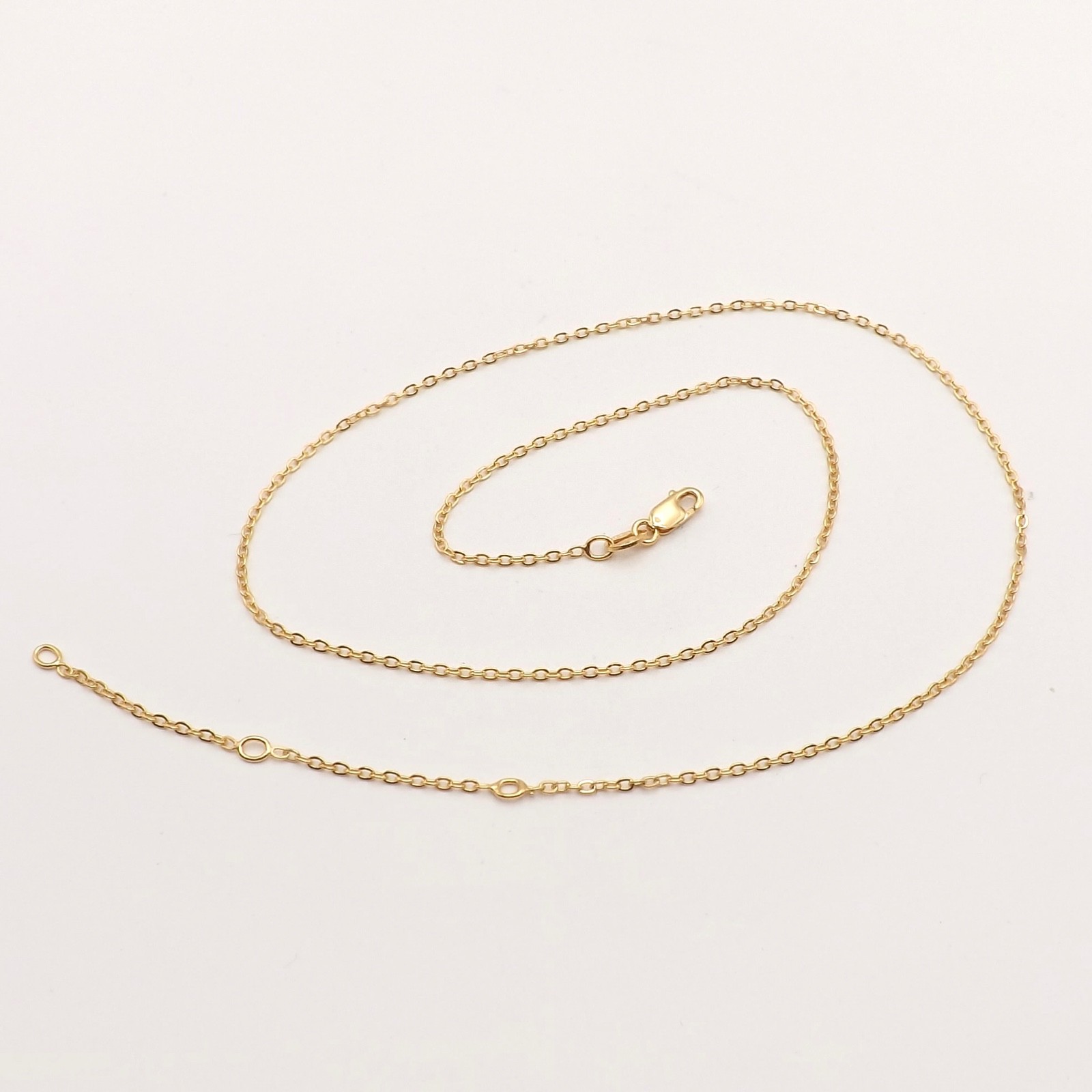 18k Gold Vermeil Sterling Silver Cable Link Pendant Chain Necklace 16in to 18in