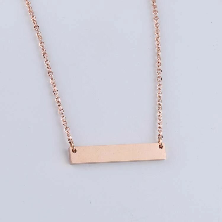 Personalized Engraved Bar Name necklace 18K Gold Plt women fashion gifts, Trendy