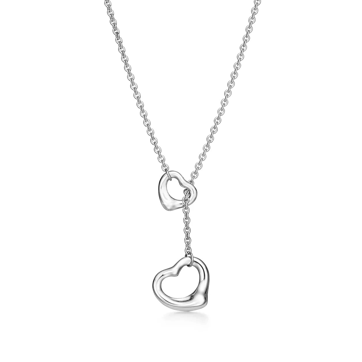 Tiffany & Co. Sterling Silver Elsa Peretti Open Heart Lariat Necklace 18″