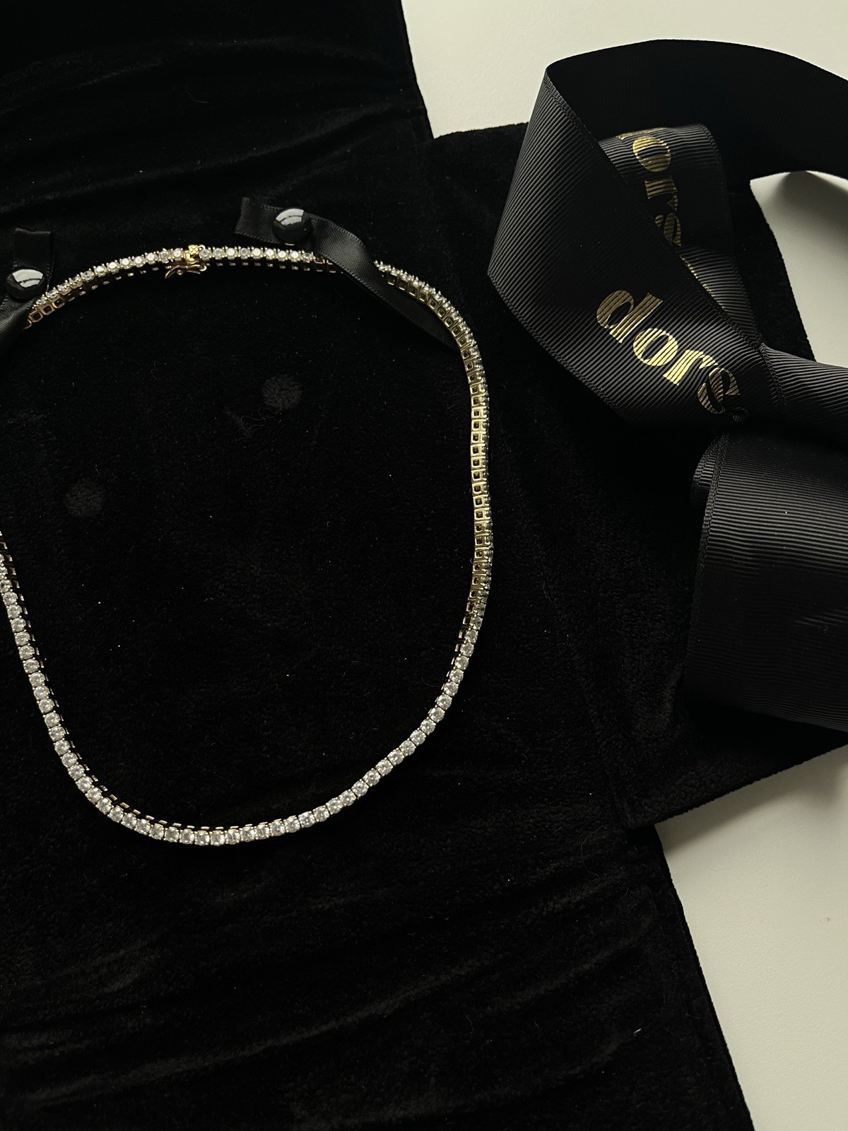 Dorsey Kate Riviere Necklace 17″ Tennis Necklace – 18k Gold Vermeil Setting