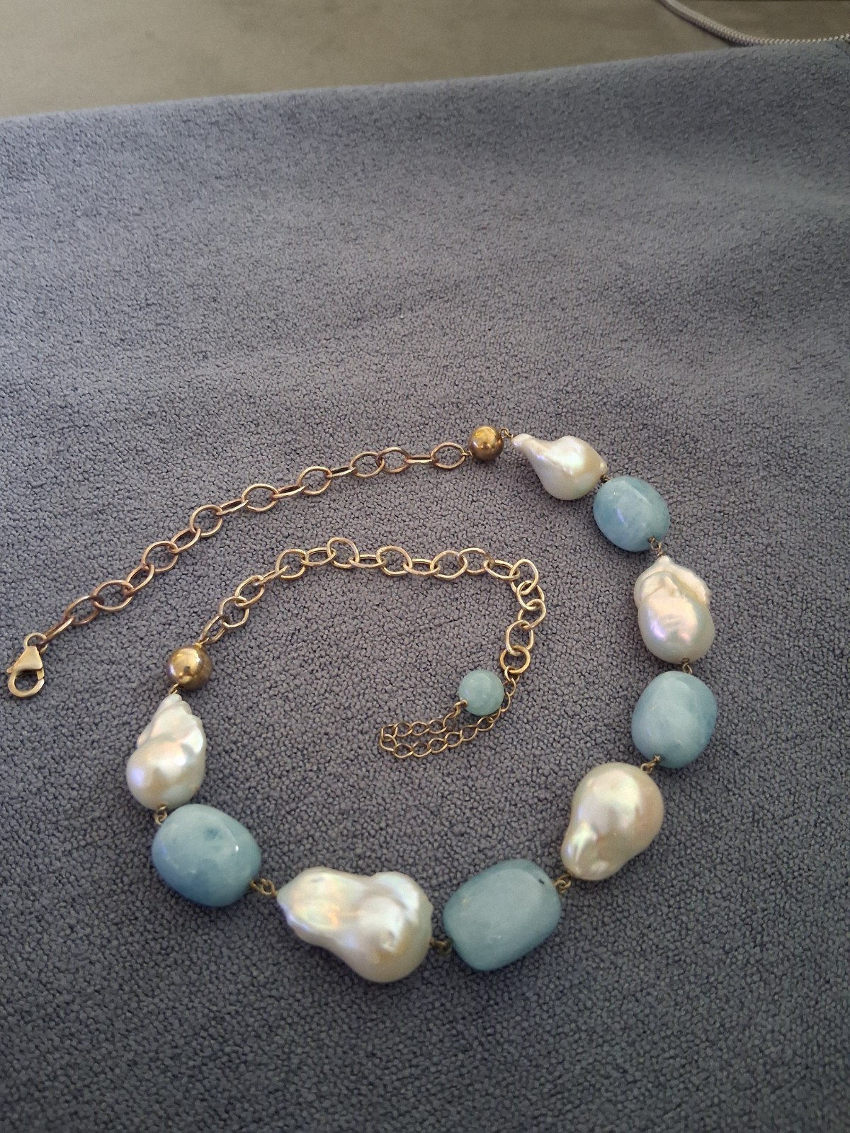 Baroque Pearl and Blue Opal – necklace – Excellent Condition