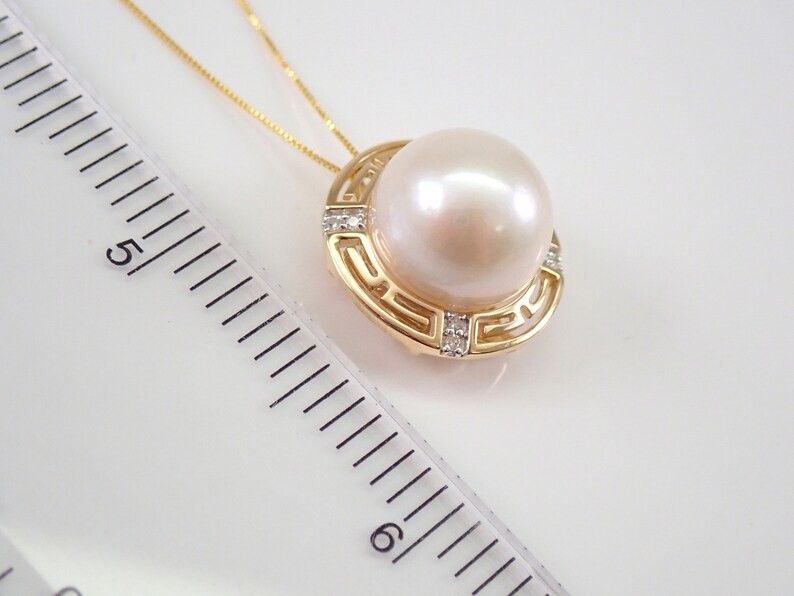 3.00 Ct Round White Pearl Women’s Halo Pendant 14K Yellow Gold Plated Silver