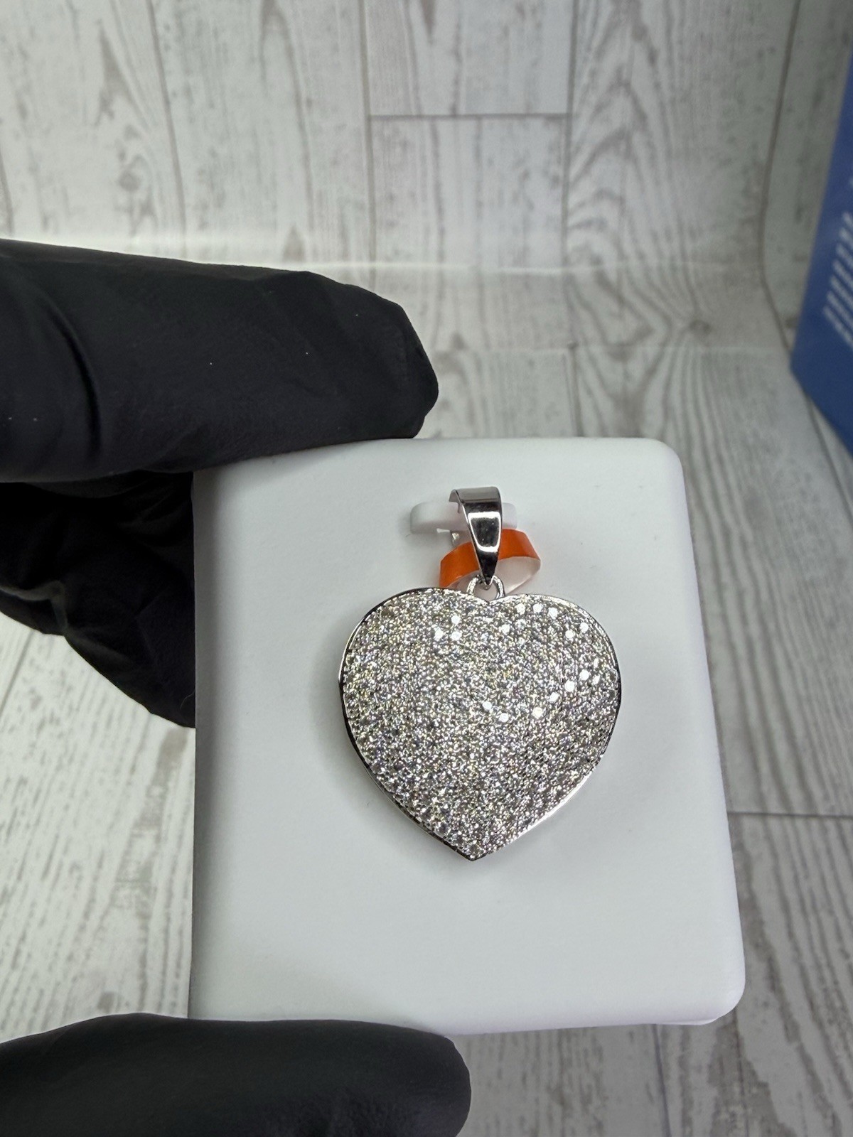 925 Sterling Silver White/Colorless Moissanite Heart Pavé Pendant, 2.00 CTW