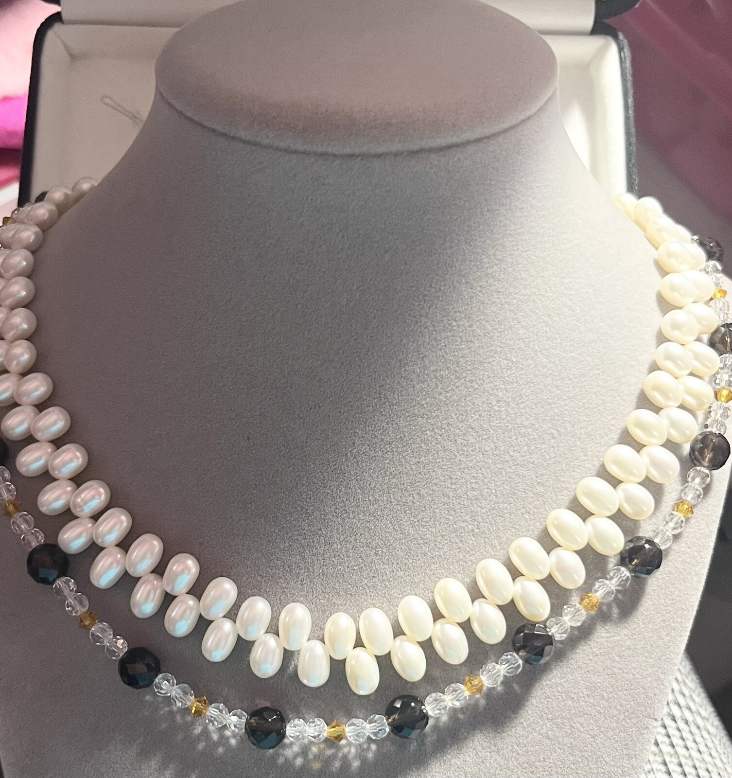 ESTATE 10k Yellow Gold Cultured Pearls Beads Doble Strand Necklaces 51.49G
