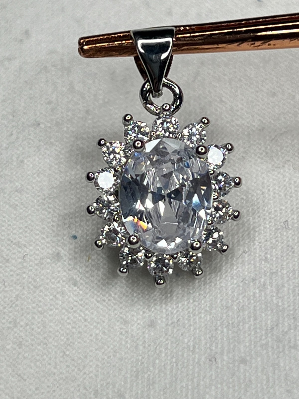 Moissanite Halo Pendant – S925 – 10x8mm Center Stone | Approx. 5mm Bail