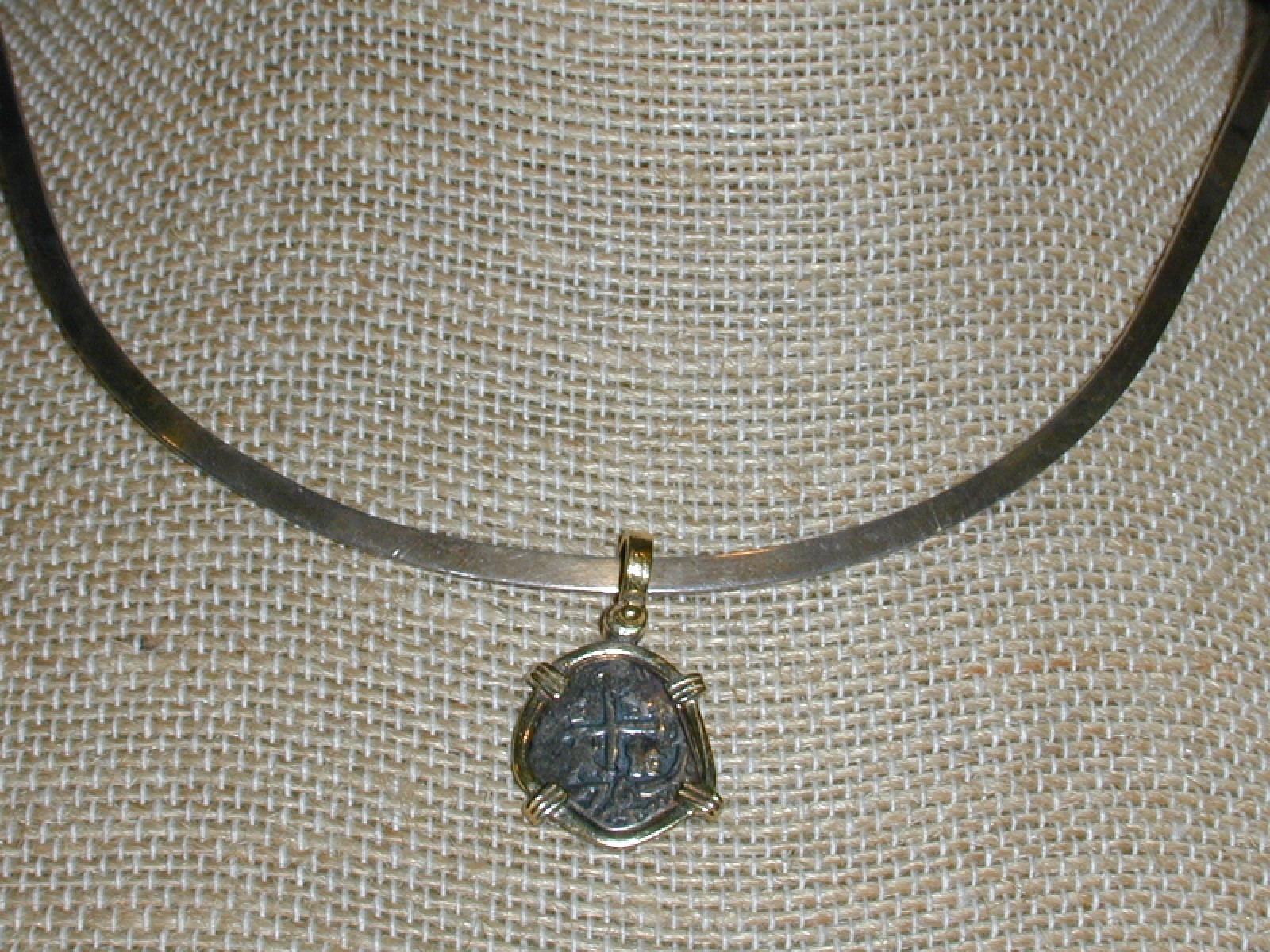 ATOCHA 14K GOLD PLATED STERLING SILVER SUNKEN TREASURE COIN PENDANT!