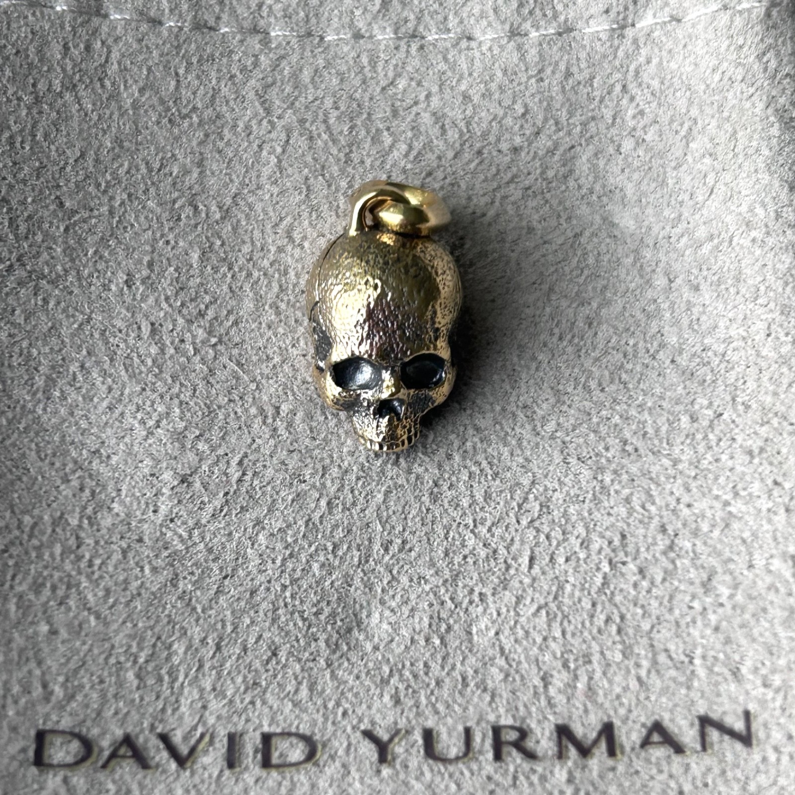 David Yurman 18K Yellow Gold Memento Mori Skull Amulet 16mm