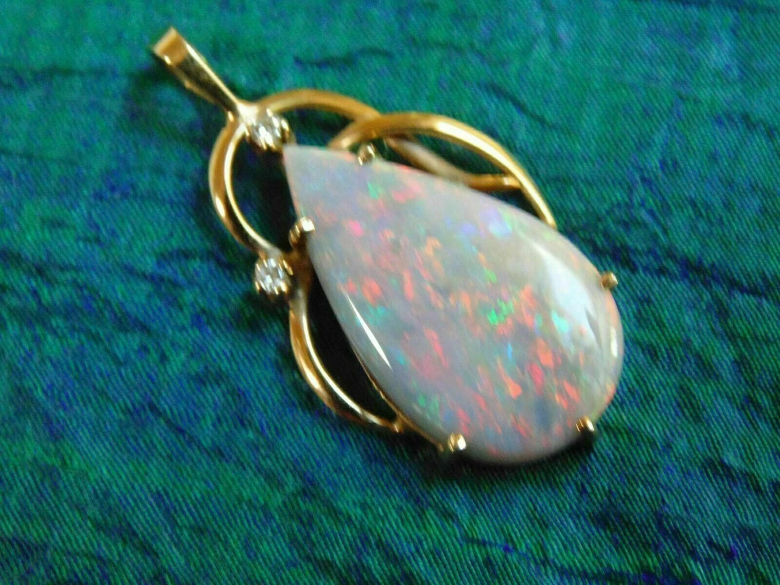 Fire Opal 4Ct Pear Teardrop 14K Yellow Gold Plated Without Chain Pendant