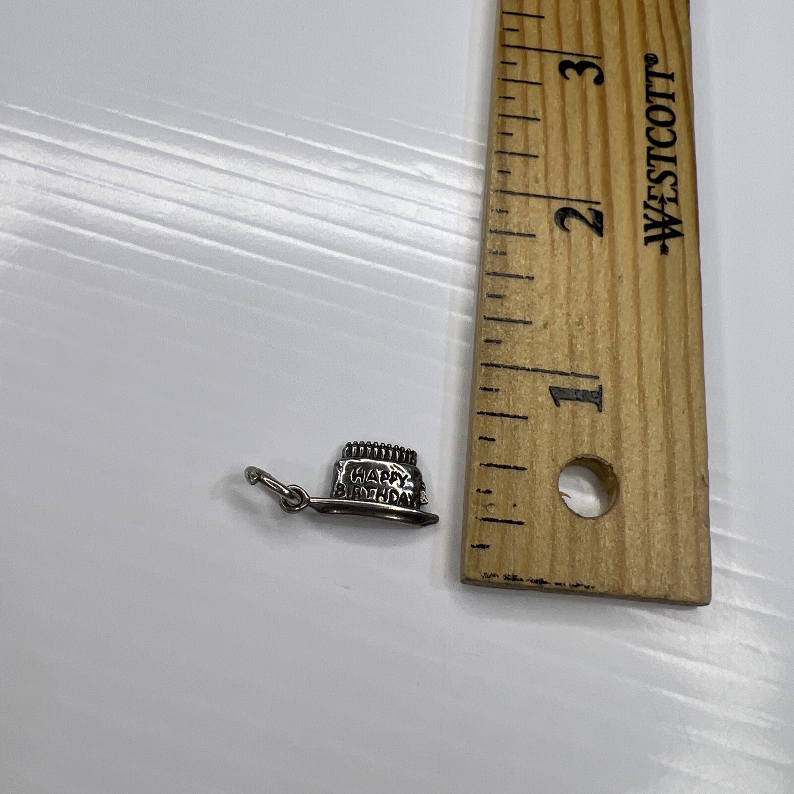 SUNWEST 925 Sterling Silver Retro Charm Pendant HAPPY BIRTHDAY Cake Gift Candles