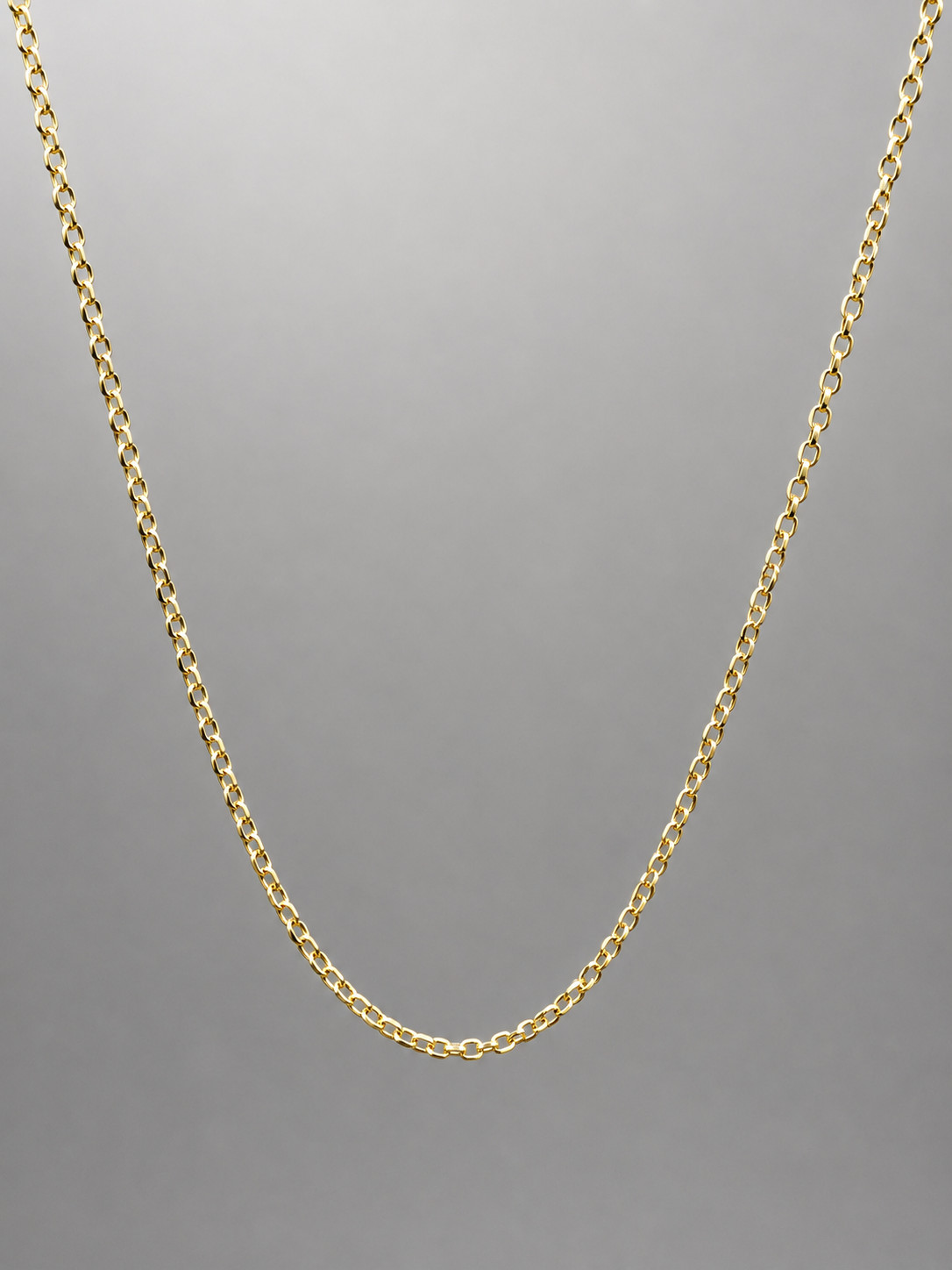 14K Solid Gold Rolo Chain Necklace, Dainty Pendant Chain 1.1mm
