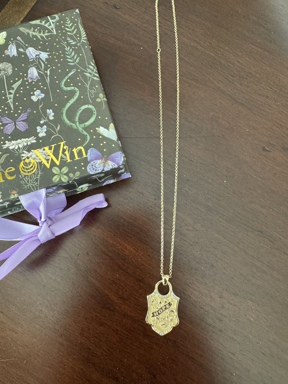 Jane Win Gold Plated Sterling Silver 925 Hope Shield Pendant and Chain NWOT