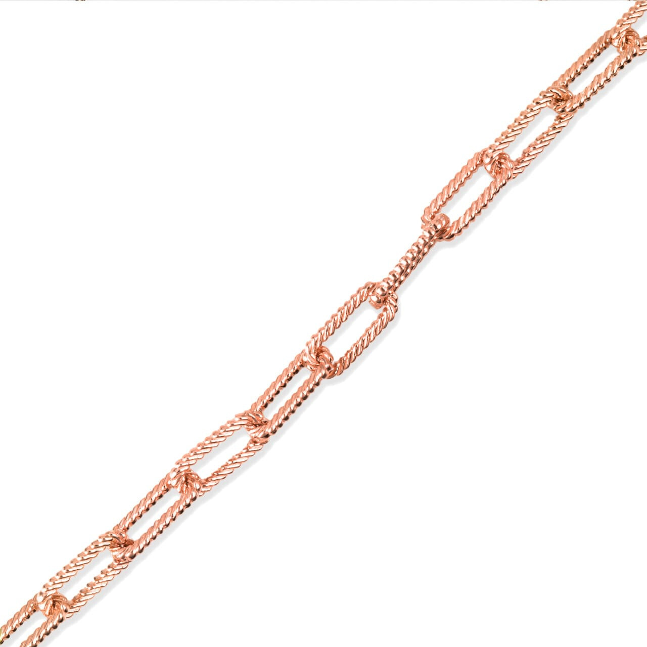 Gold Textured Paperclip Chain Link Necklace (0.37″, 0.15″) (Yellow/Rose/White)