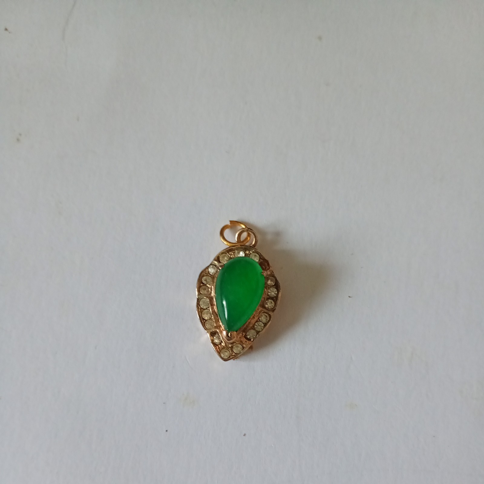 Green Jade Pendant water drop gold plated Settings