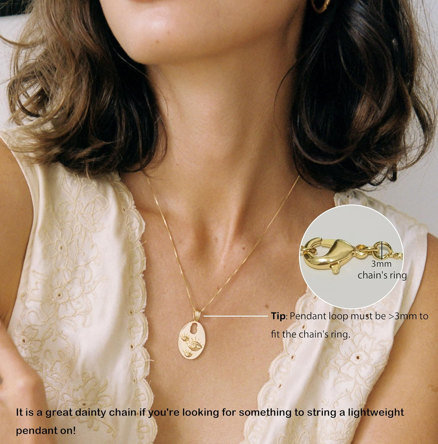 Minimalist Thin Gold Chain 18K Gold Thin Box Chain Necklace Short Small Gold Cha