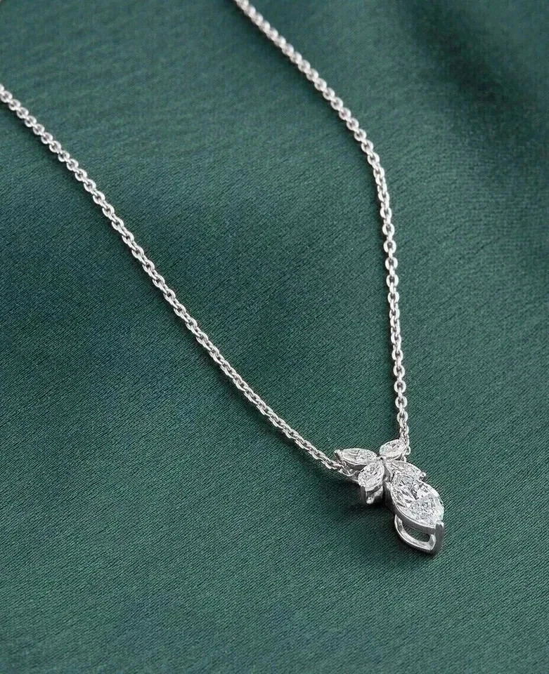 2.00Ct Marquise Cut Lab Created Diamond Women’s Pendant 14K White Gold Plated