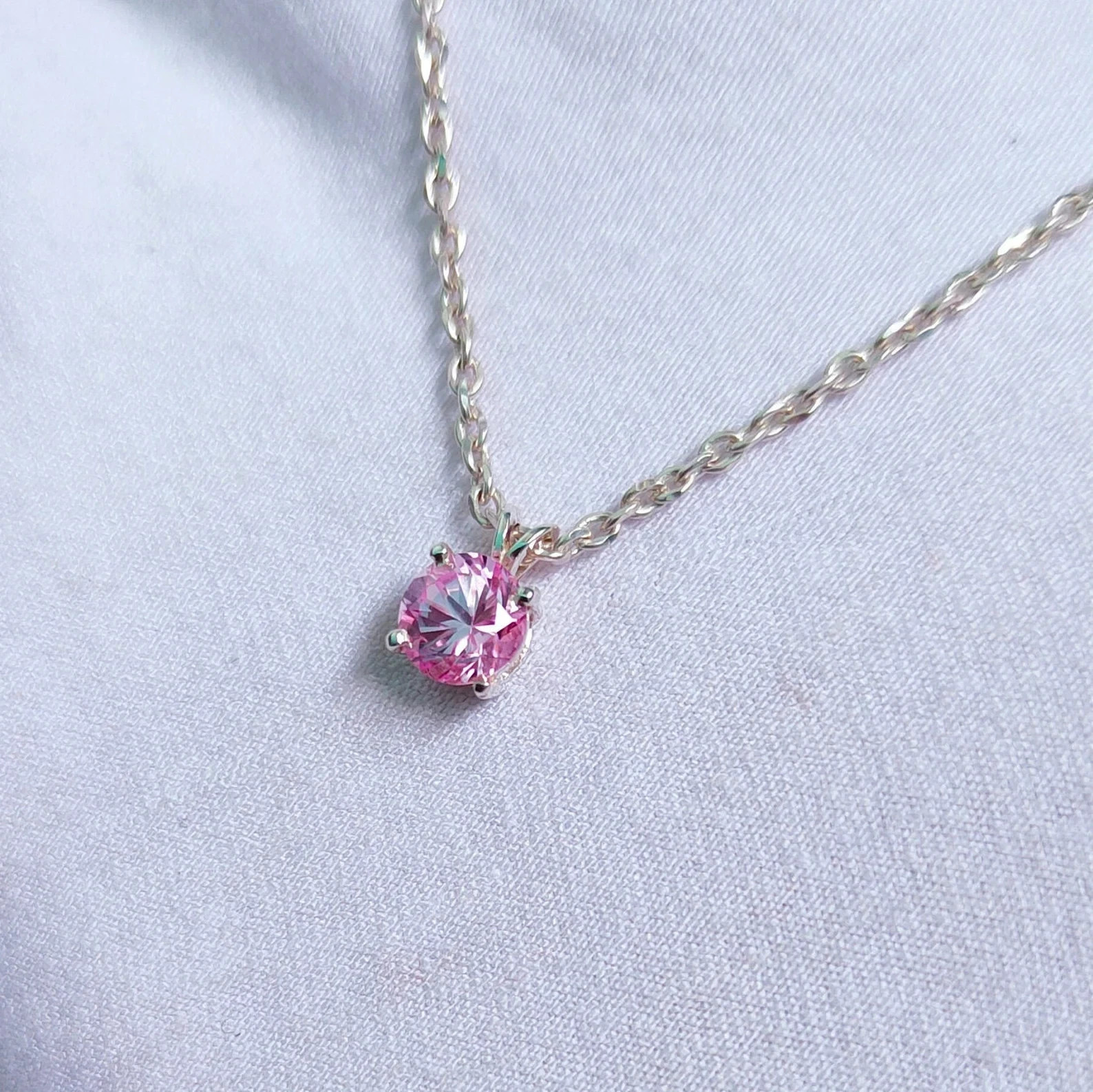 5 Ct Certified LabGrown Pink Diamond Solitaire Round Cut Sterling Sliver Pendant