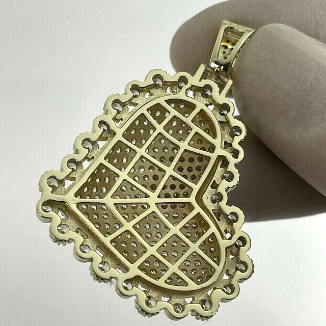 2Ct Lab Created Diamond Round Heart Men’s Charm Pendant 14K Yellow Gold Plated