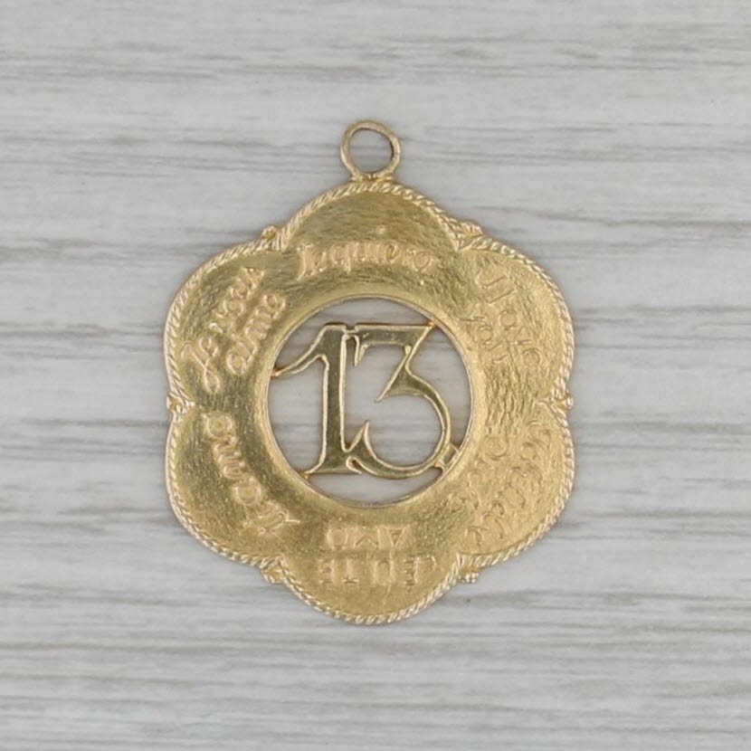 Vintage 13 I Love You in Different Languages Pendant 10k Gold Birthday Gift