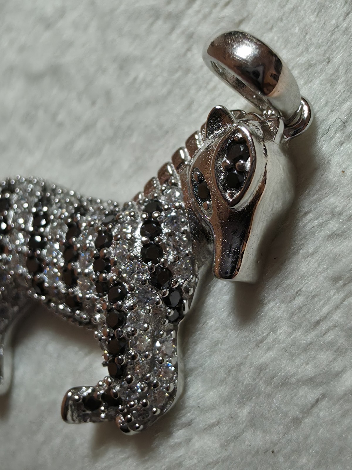 1.50CTW Moissanite Zebra Charm Pendant 925 Sterling Silver